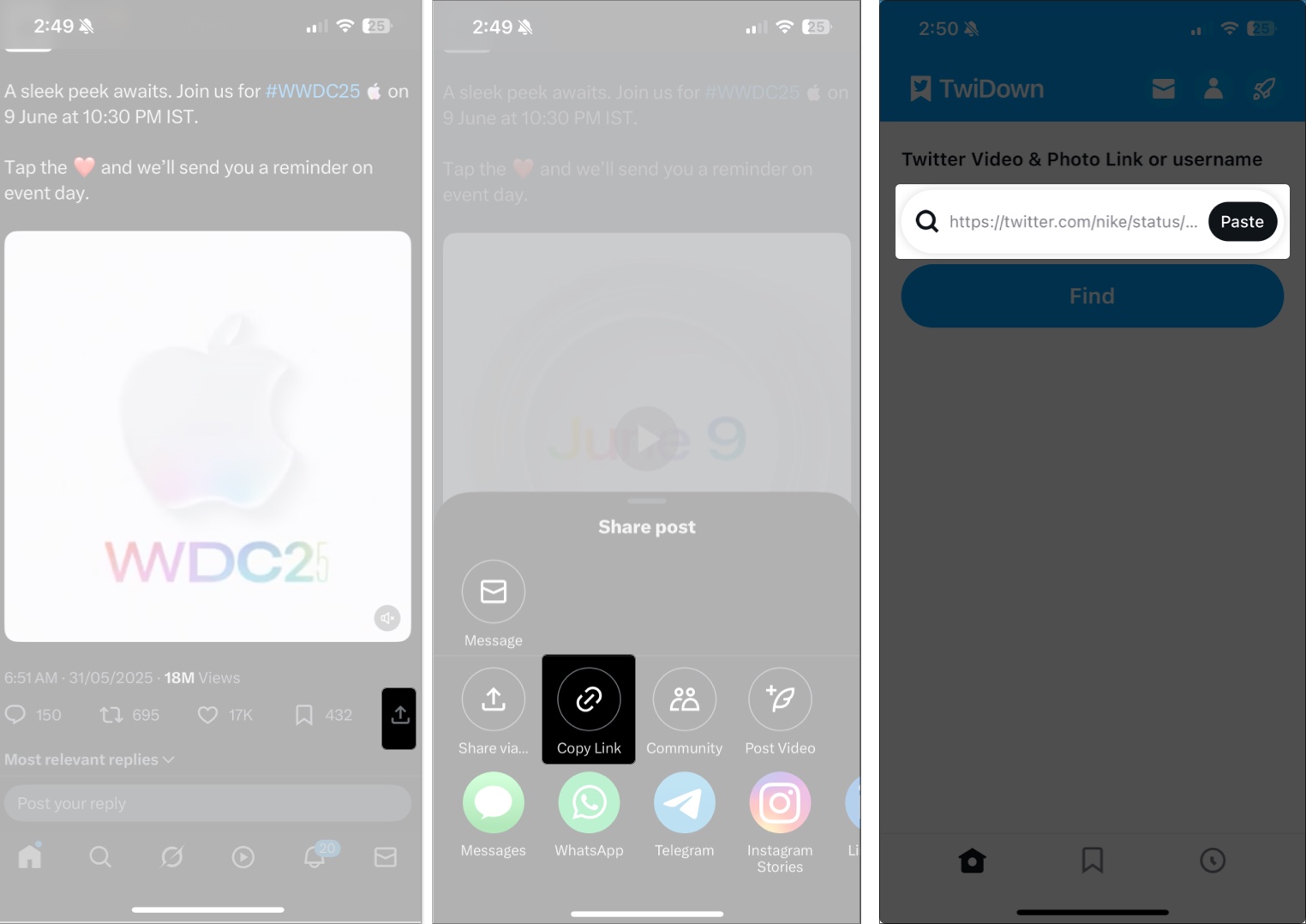 Download twitter video using third party Apps on iPhone