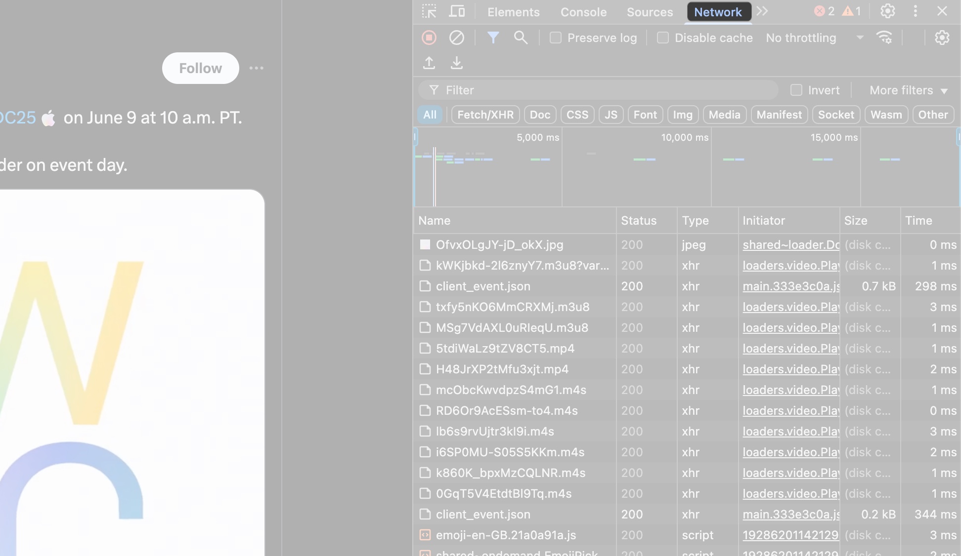 go to network tab in inspect mode on mac.