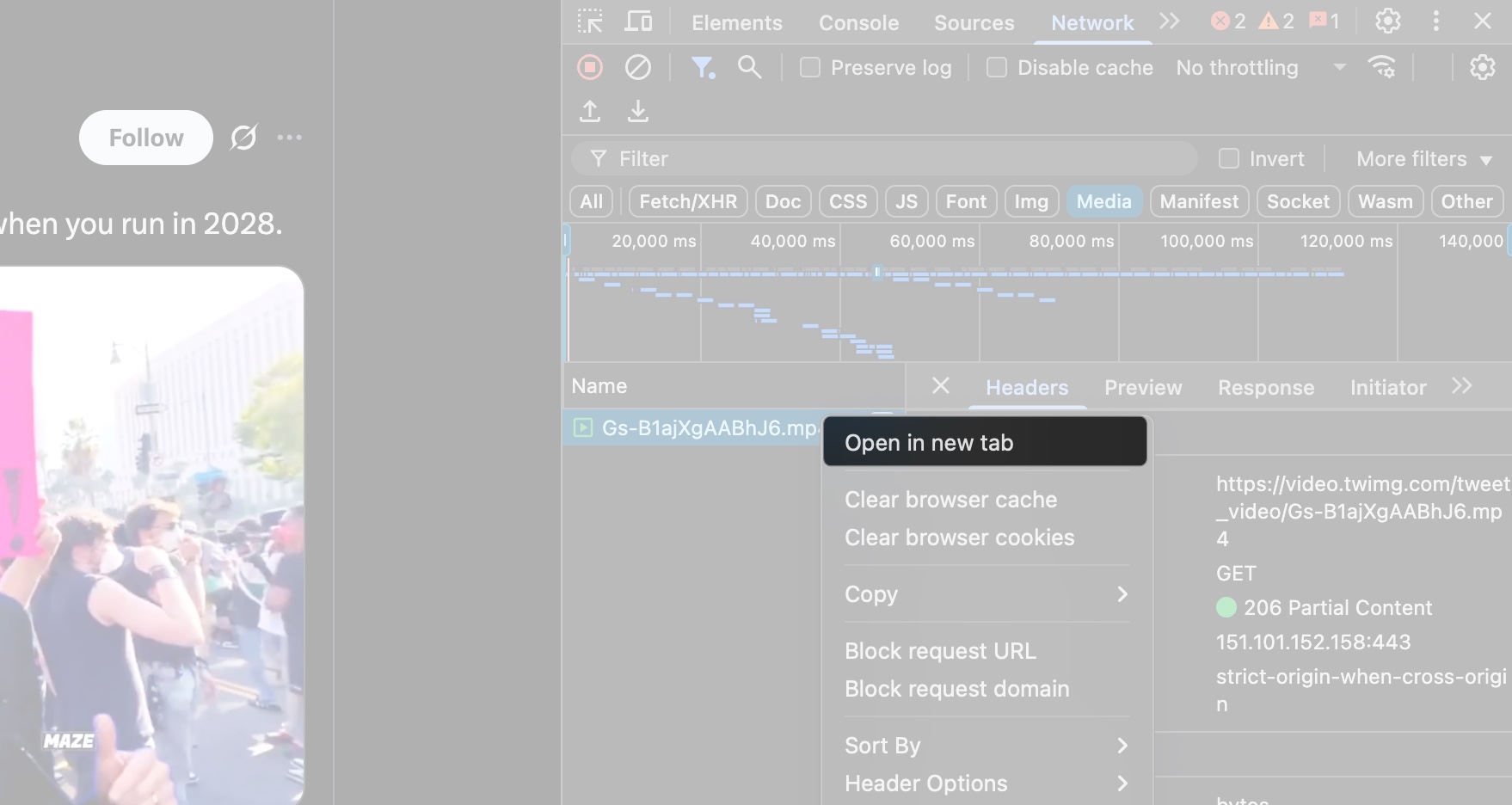 look for media type and open in new tab on mac.