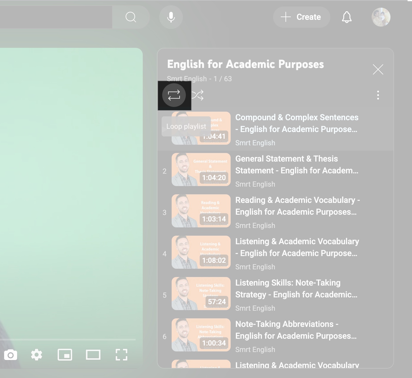 Loop the YouTube playlist on Desktop