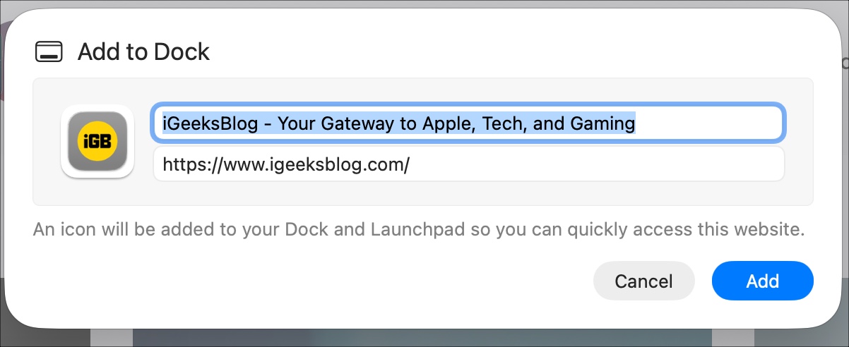 Open as web app on safari in macOS Tahoe