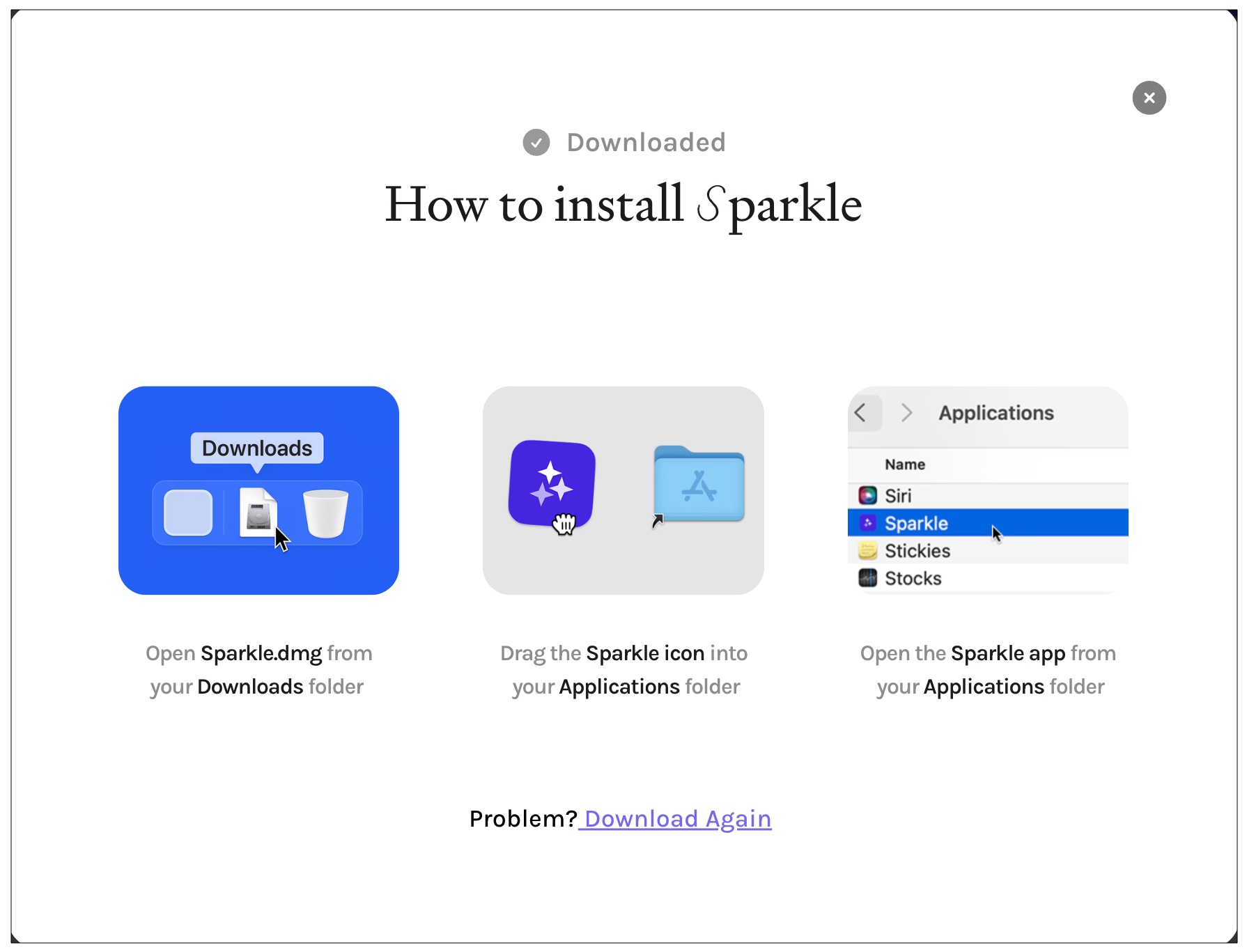 Open with finder and drag App icon to Application folder on Mac