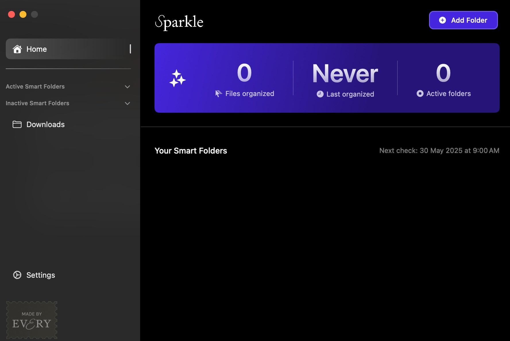 Sparkle home screen on Mac