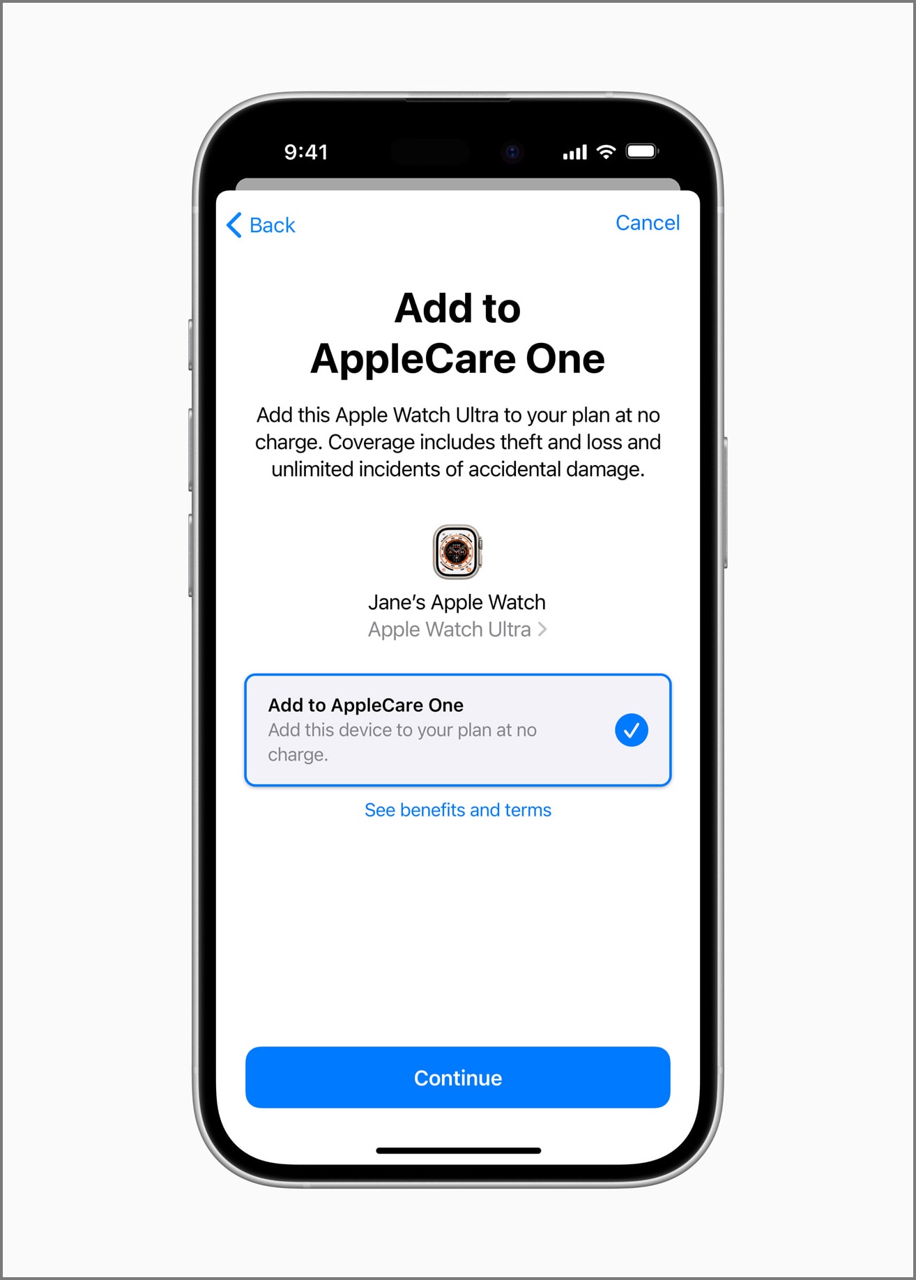 Add devices to AppleCare One Plan