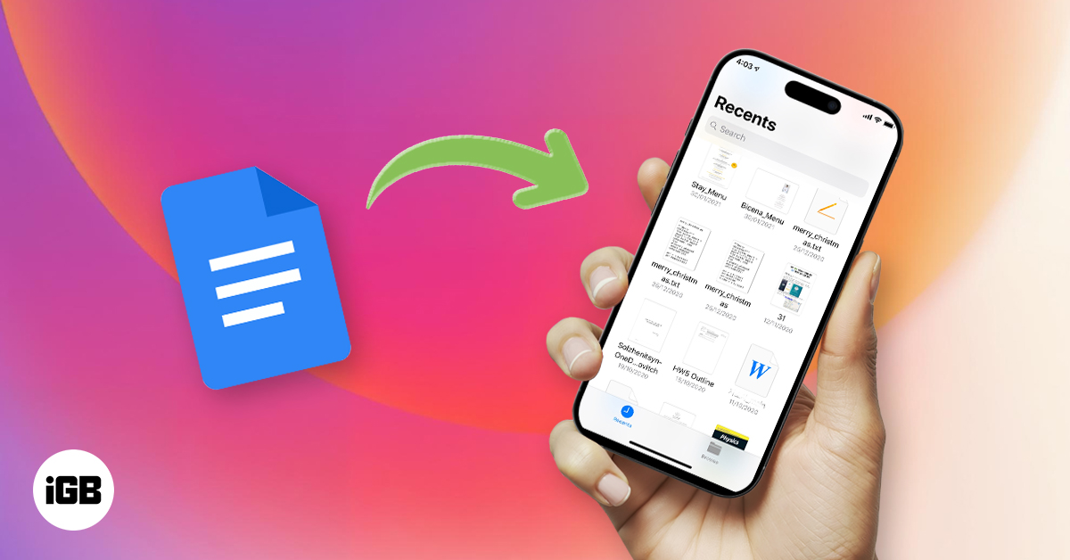 Save google docs to the files app on iphone