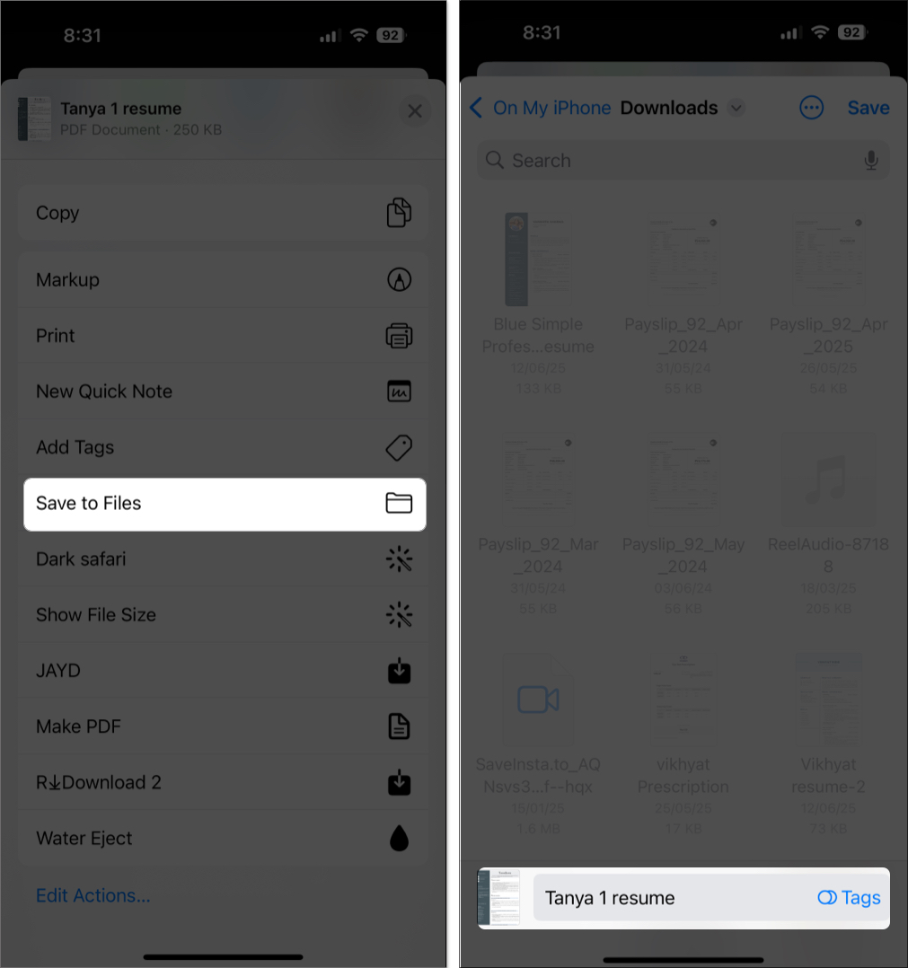 Choose location and save pdf