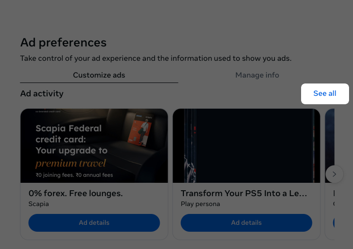 How to See Ads You’ve Viewed on Facebook and Instagram Click on see all option