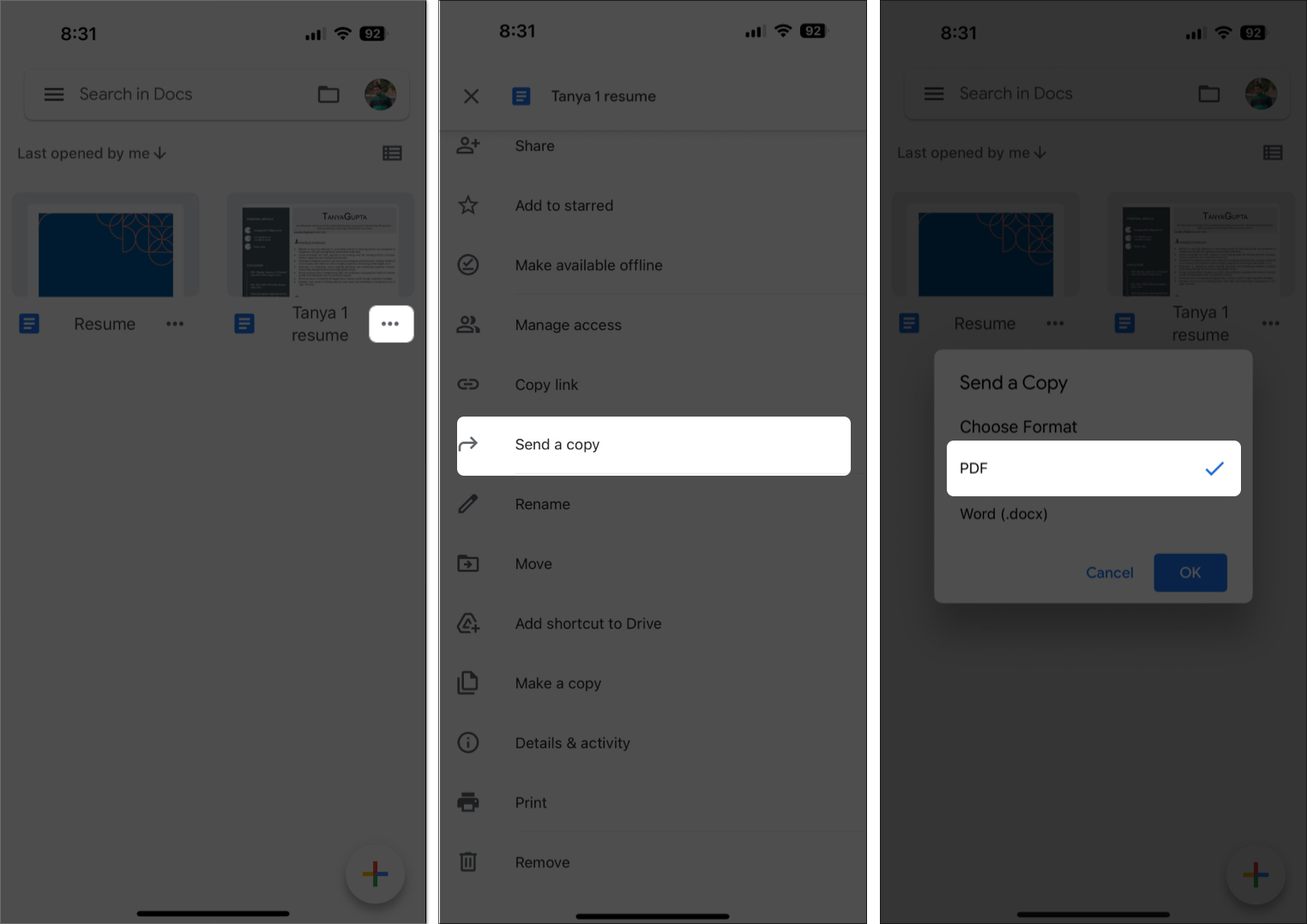 Click on three dot and save file in pdf format