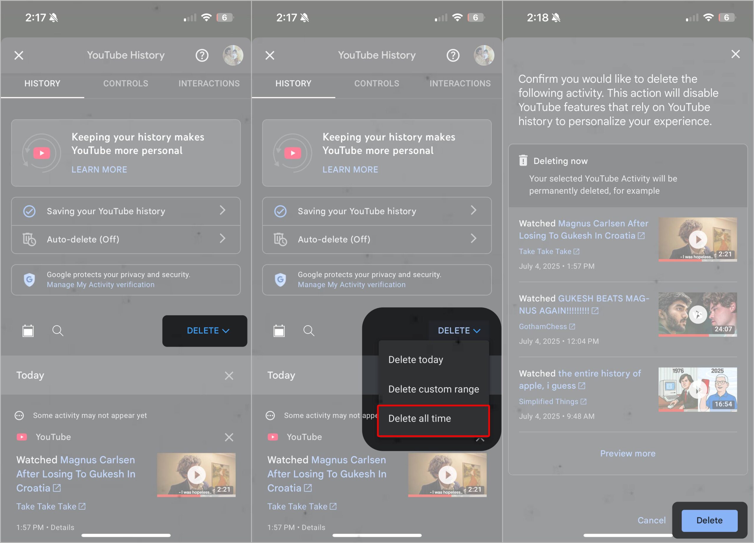 How to Clear Entire YouTube Search History?