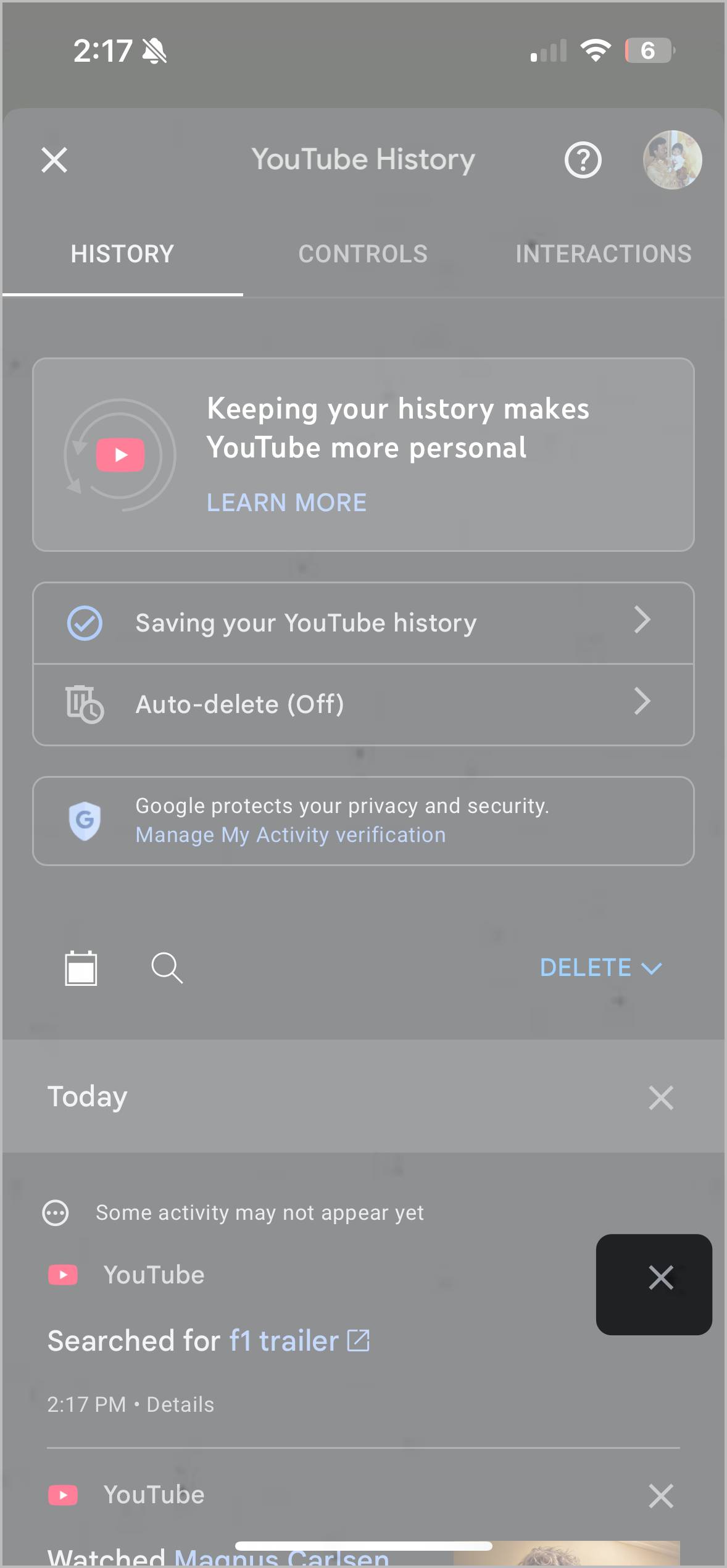 How to Delete YouTube Searches One-by-One?
