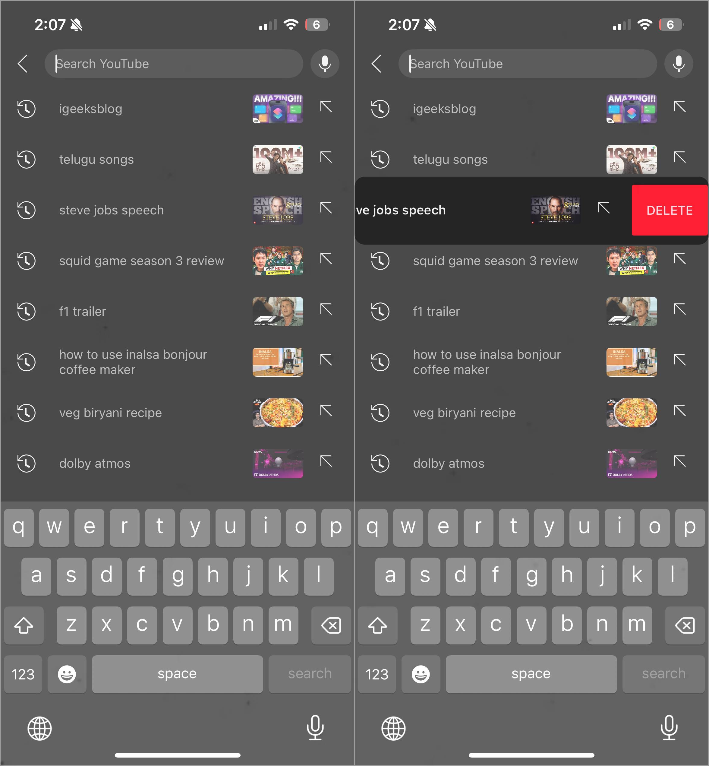 How to Delete YouTube Searches One-by-One?