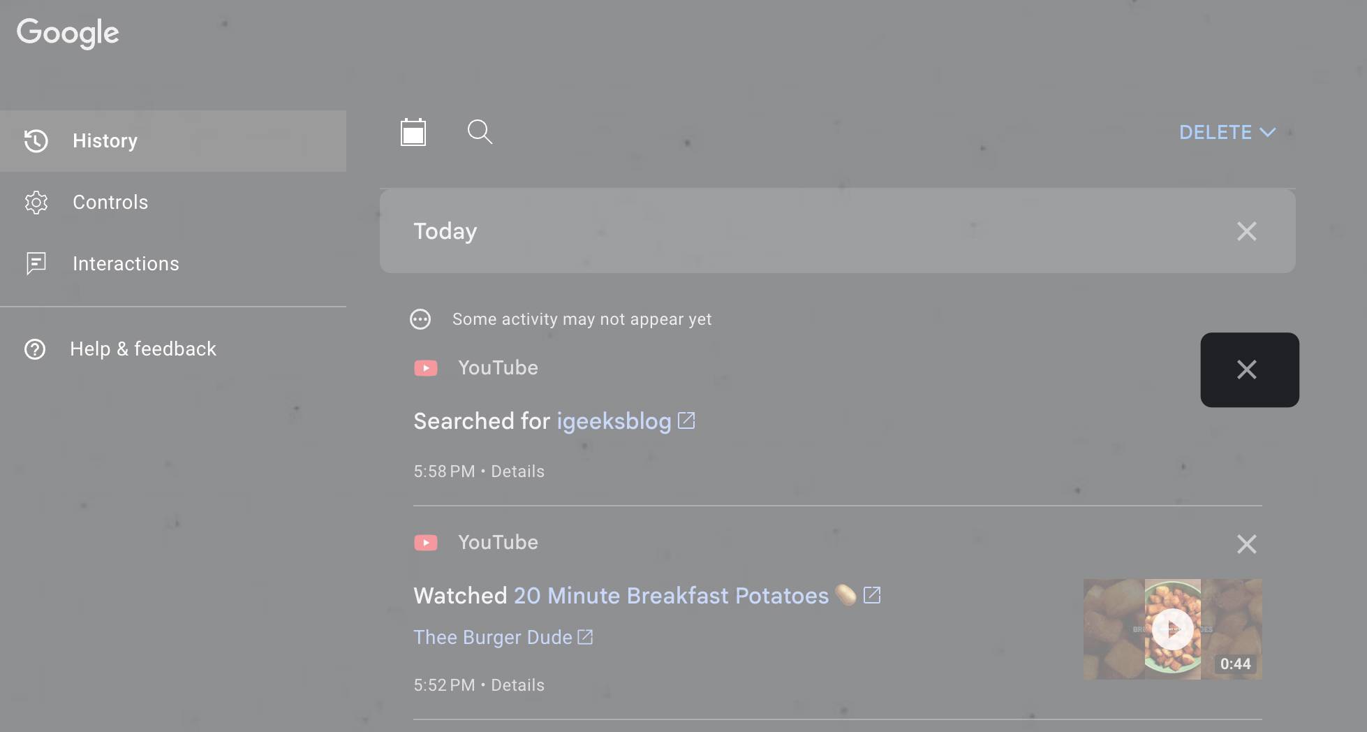 How to Delete YouTube Searches One-by-One?