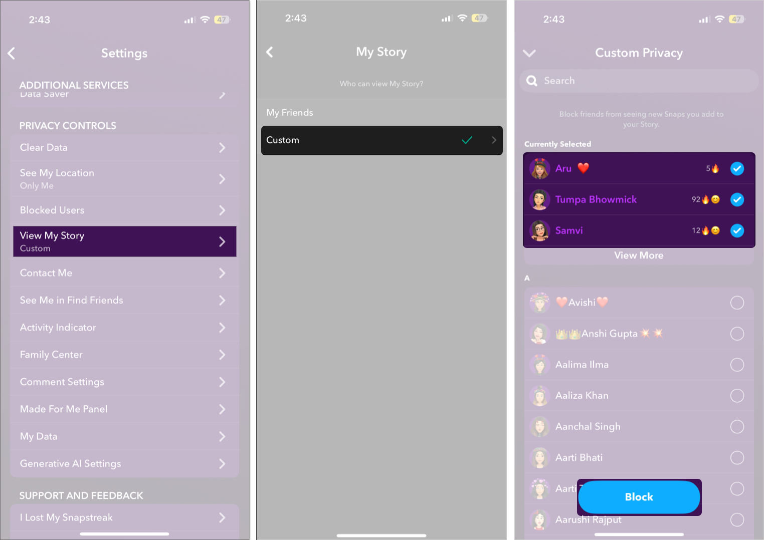 Hide your snapchat stories from your friends on Snapchat