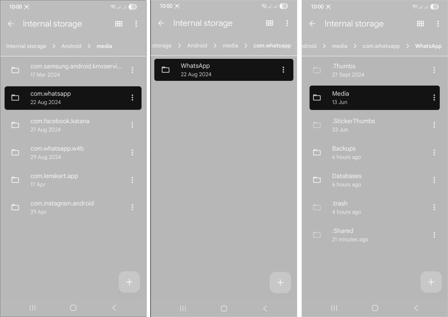 Open media in internal storage in files app