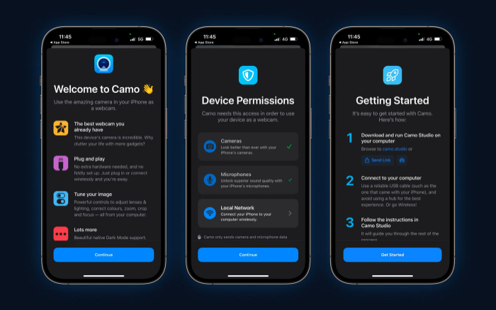 Set up your iPhone as a webcam using camo