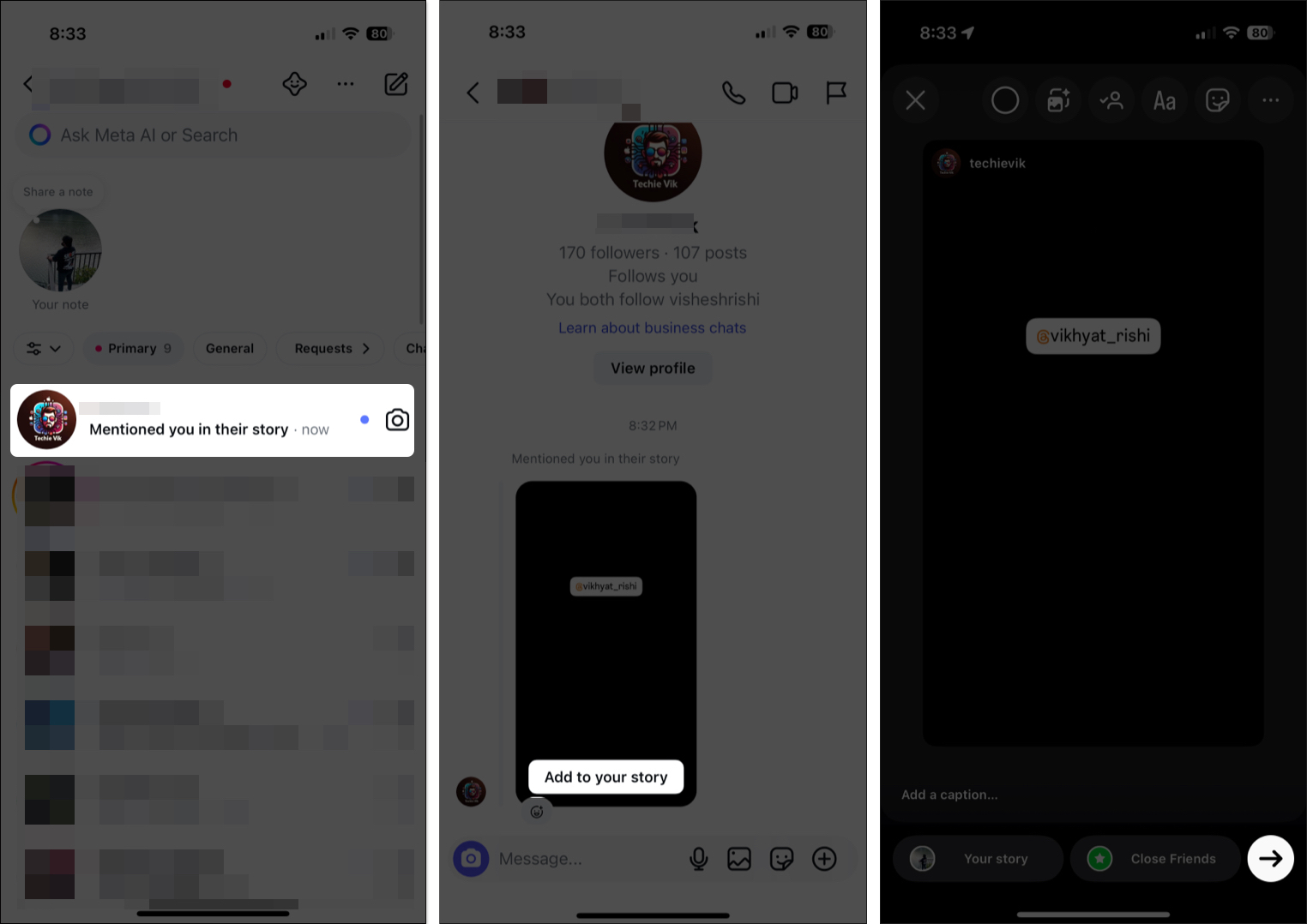Tap add to your story button to share post on the Instagram