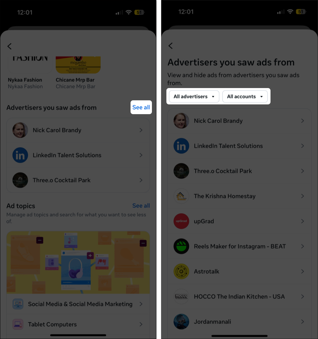 How to See Ads You’ve Viewed on Facebook and Instagram View recent advertisers you saw ads from