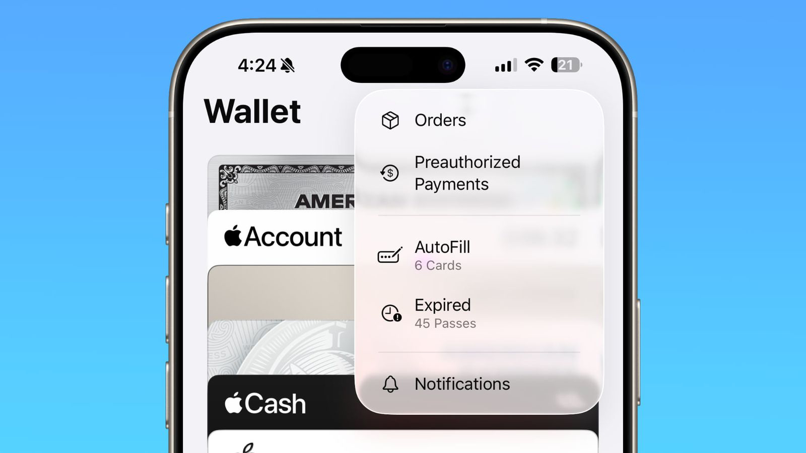 Apple card with a clearer preauthorized payments label