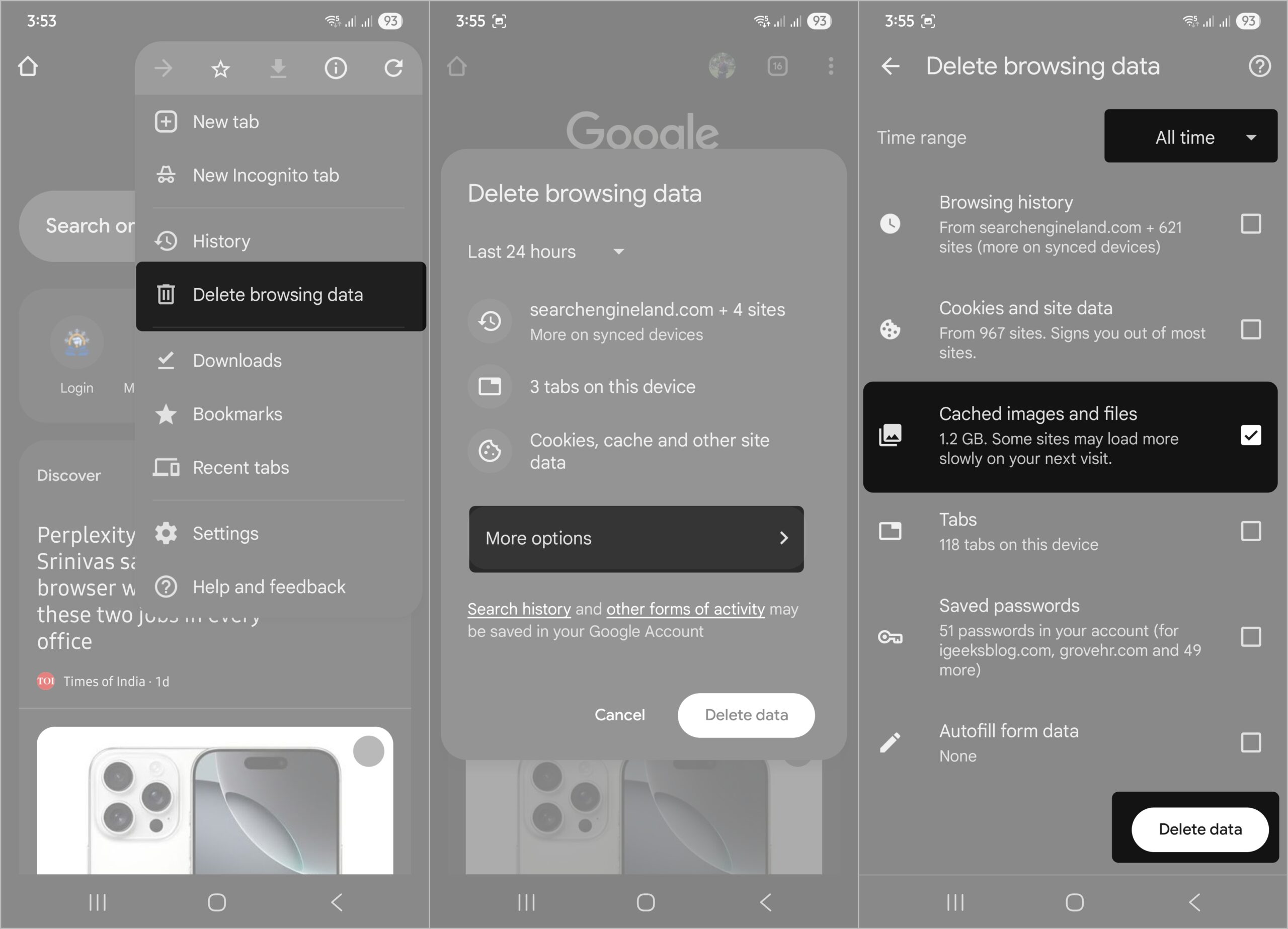 Clear Chrome Cache Android