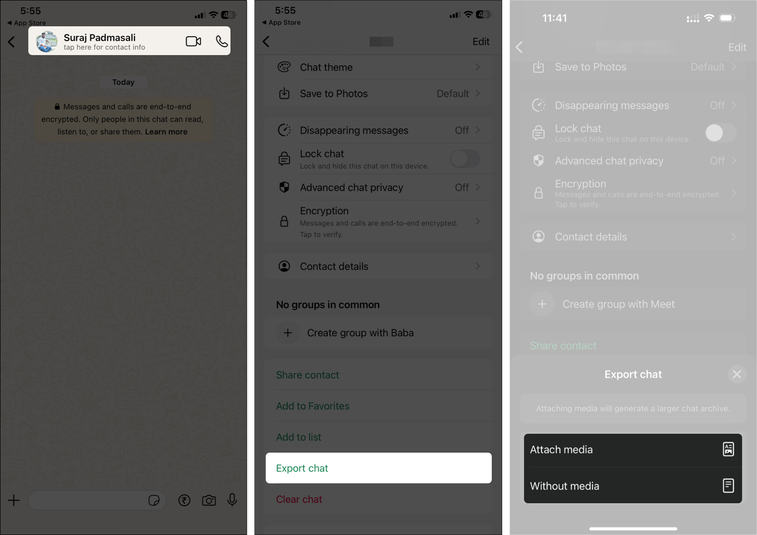 Export and save WhatsApp chats
