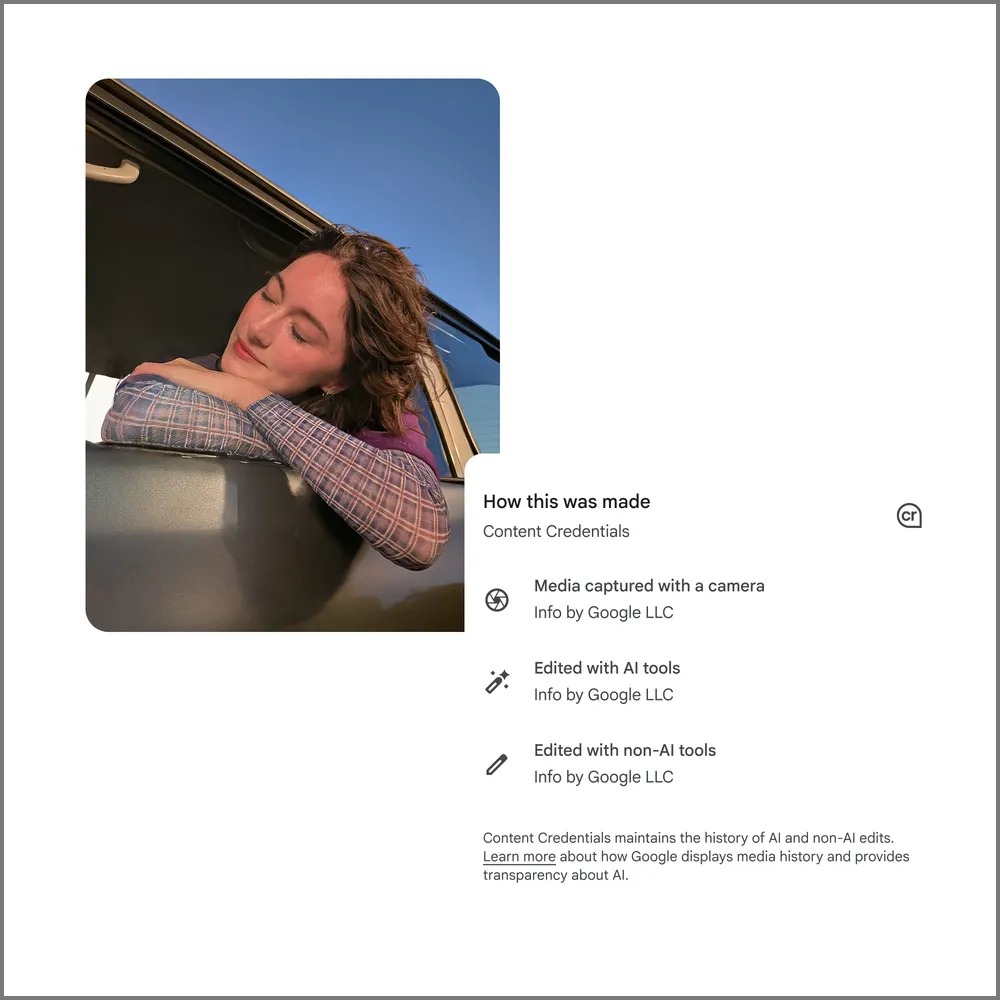 Google Photos Content Credentials