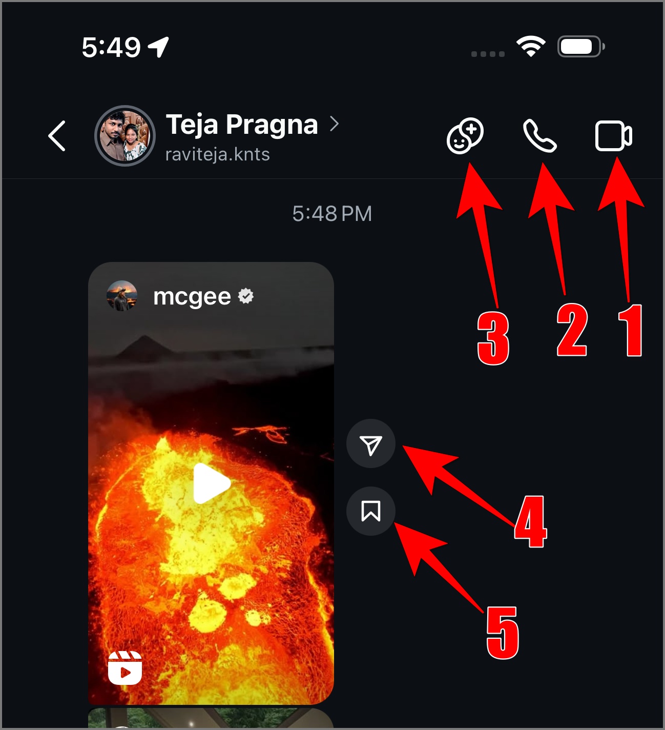 In chat icons on instagram