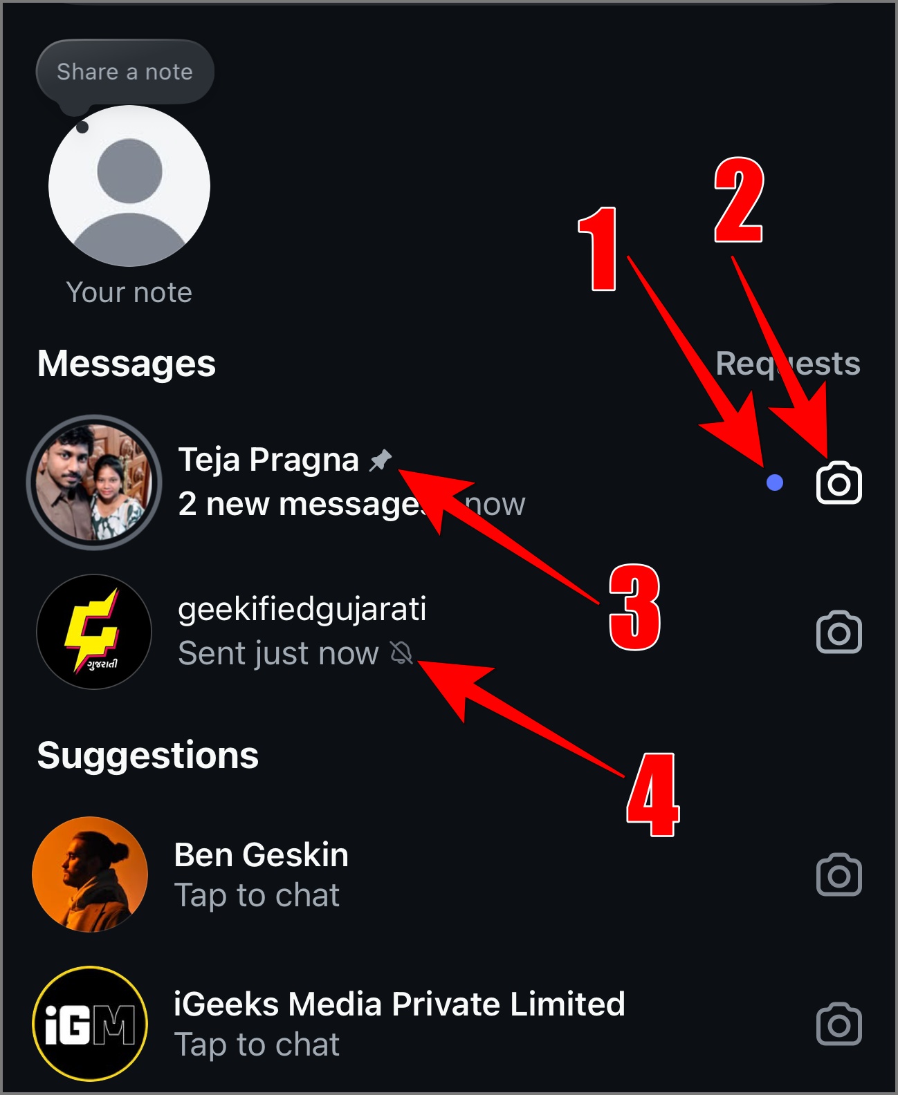 Icons on instagram dm