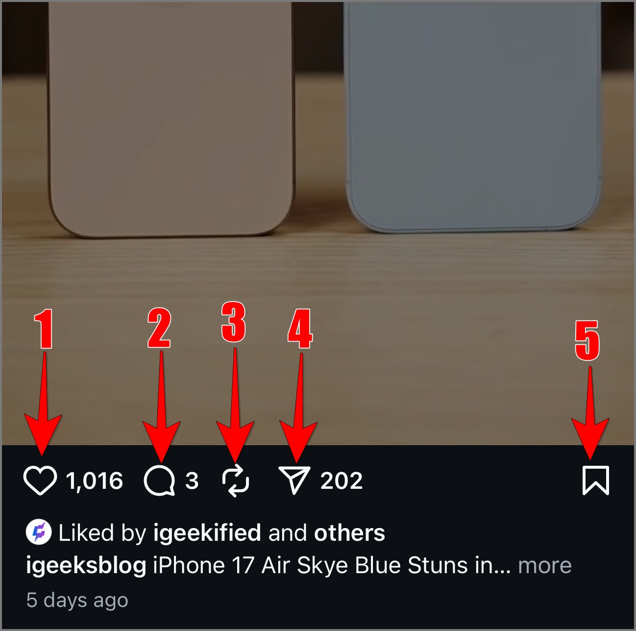 Engagement icons on instagram