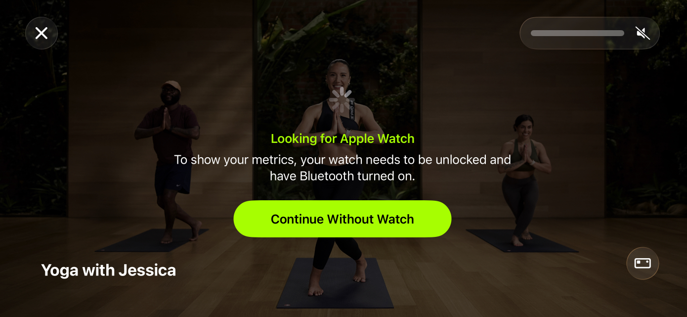 Select work out without Watch to start the streaming