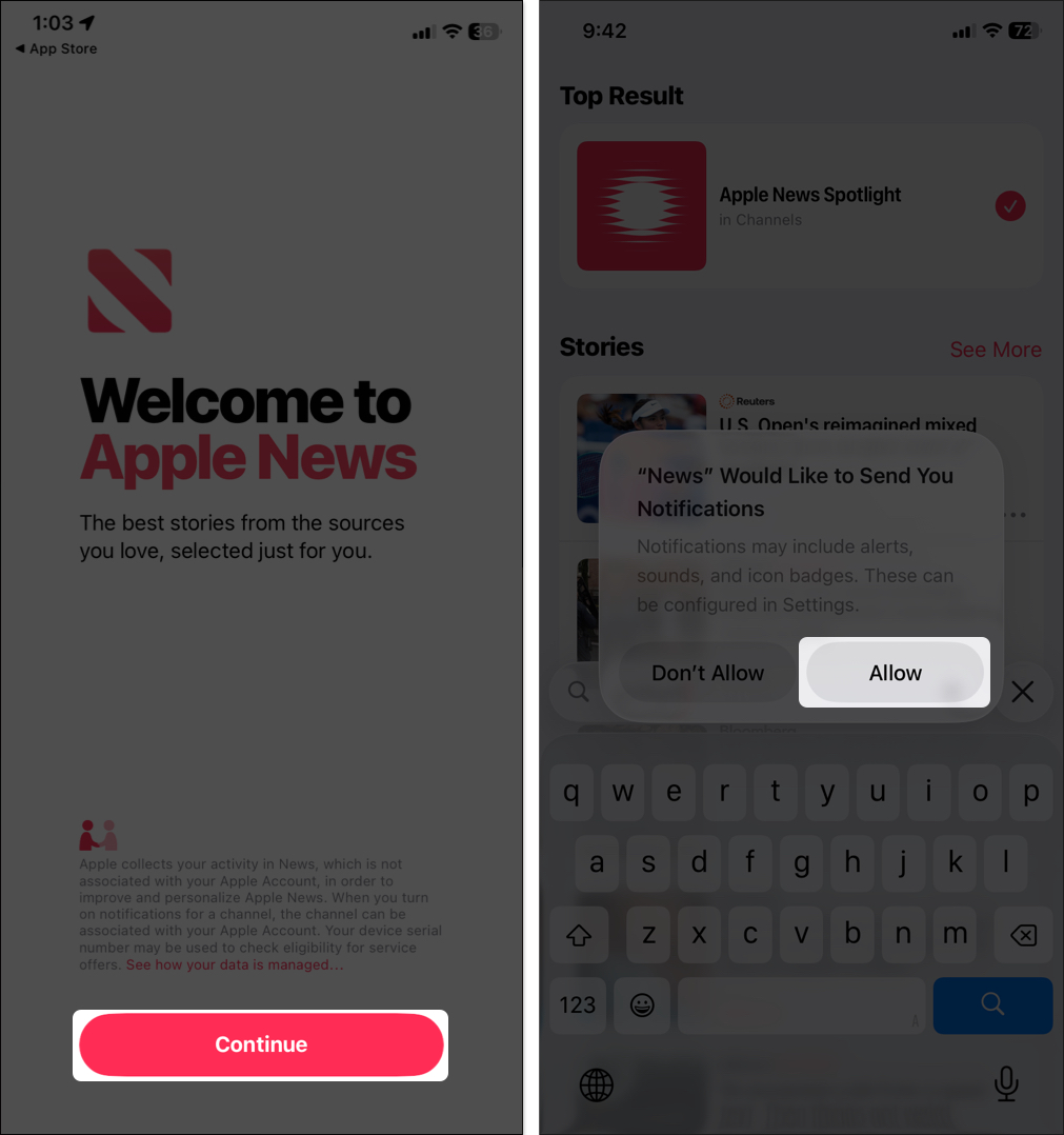 Set up apple news on iPhone