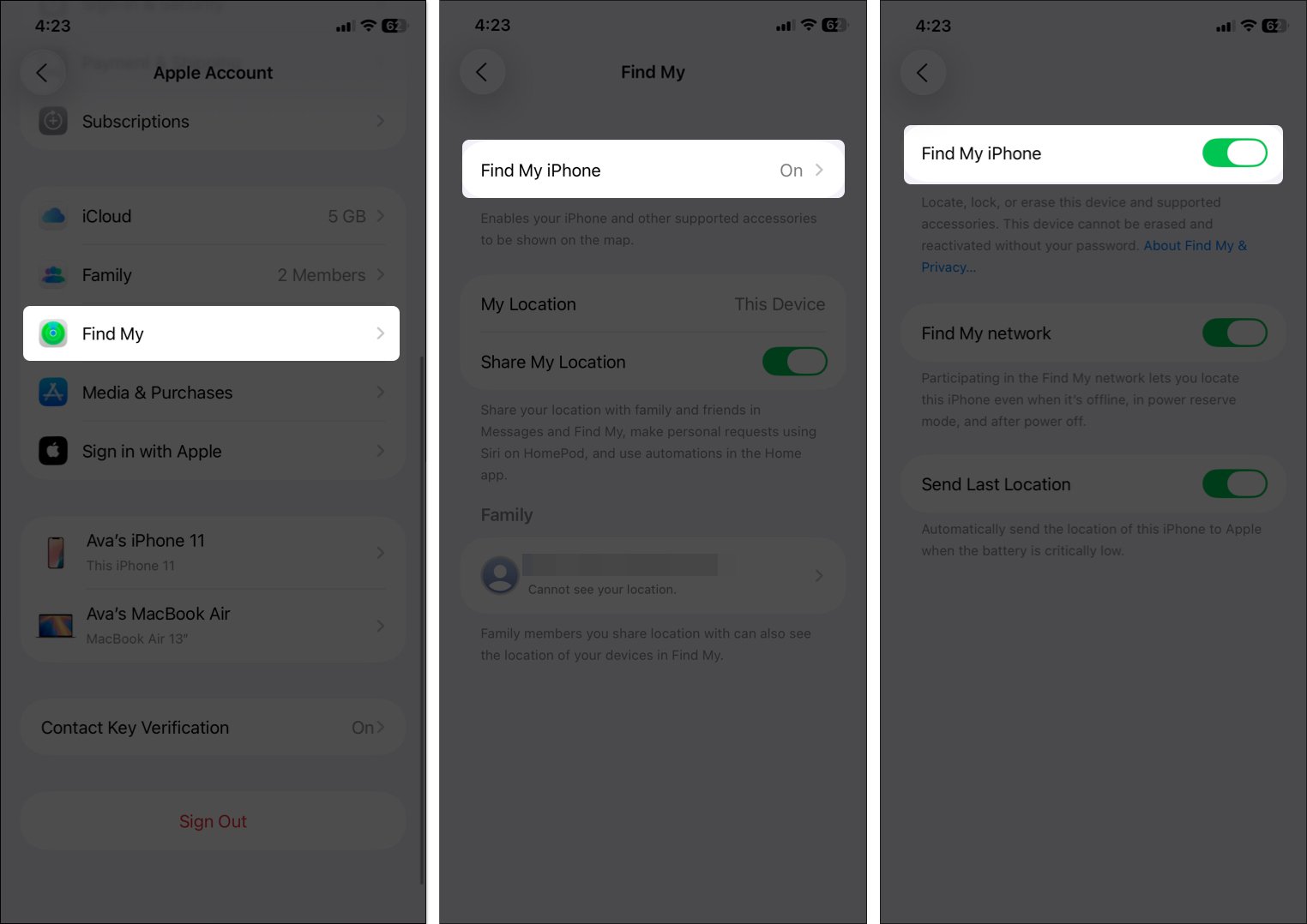 Toggle on find my location from settings on the iphone
