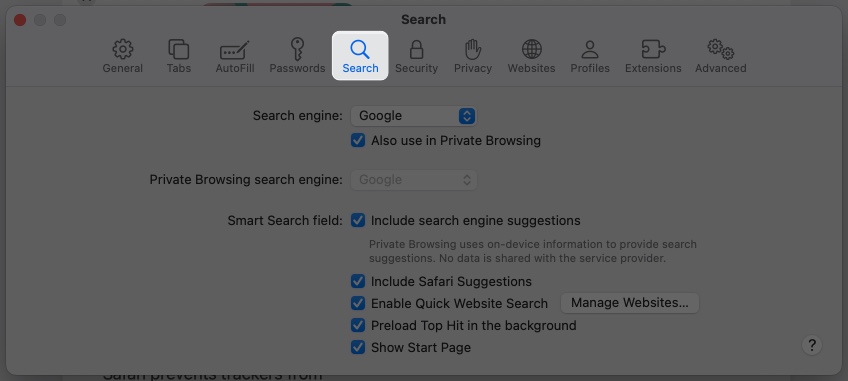 Head to the Search tab