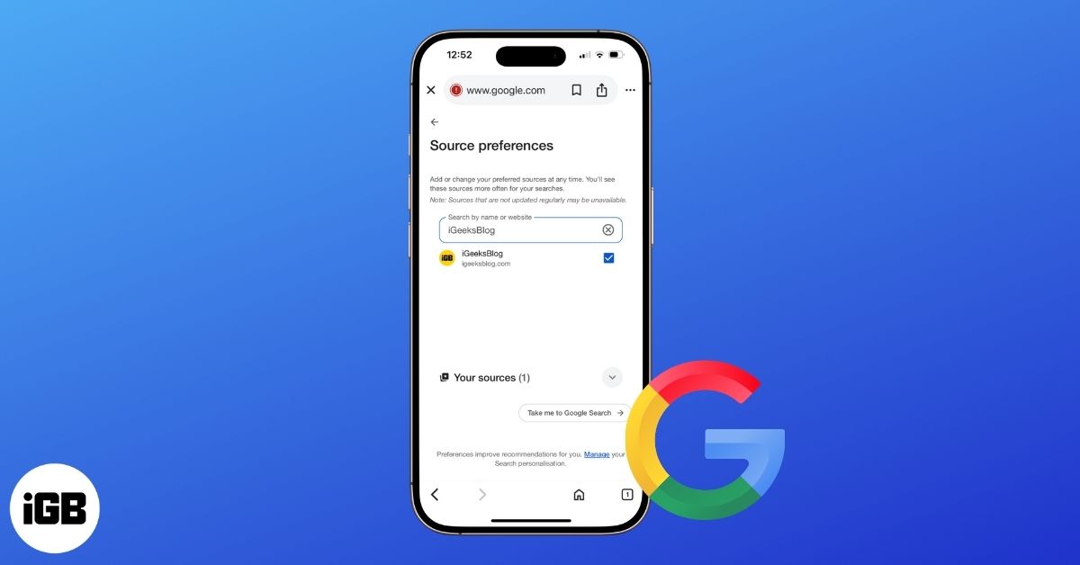 How to set preferred source on google search