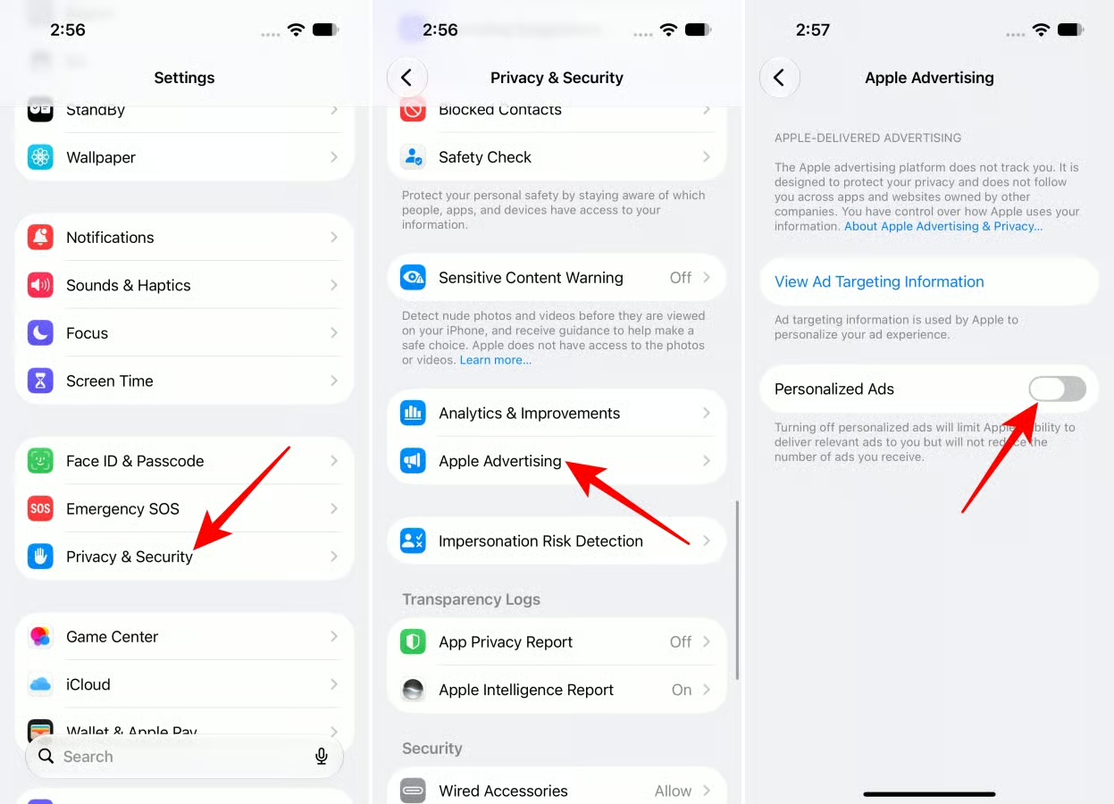 Turn off personalized ads