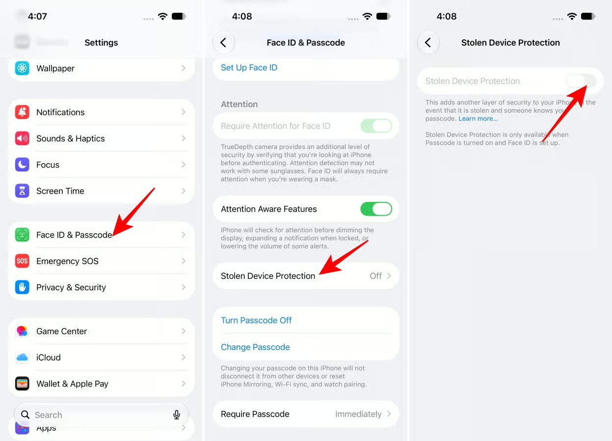 Turn on Stolen Device Protection