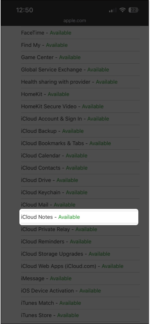 Check apple system status