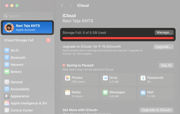 Check iCloud storage on Mac