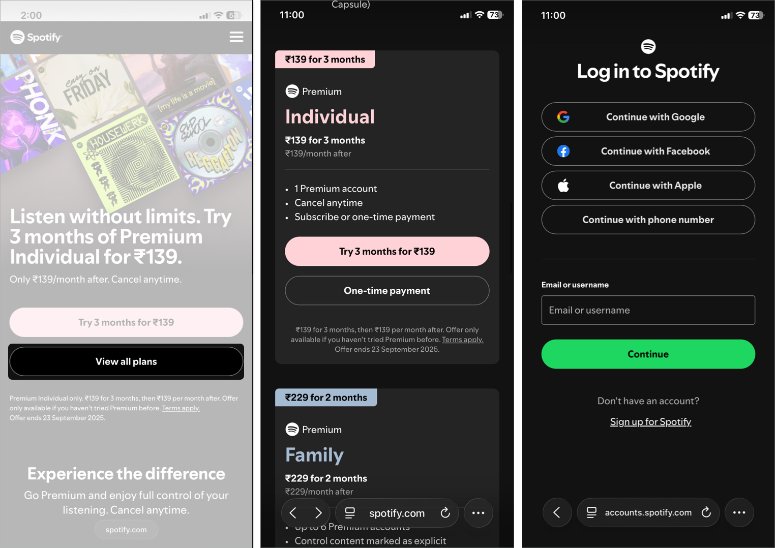 Explore plan and login your Spotify account