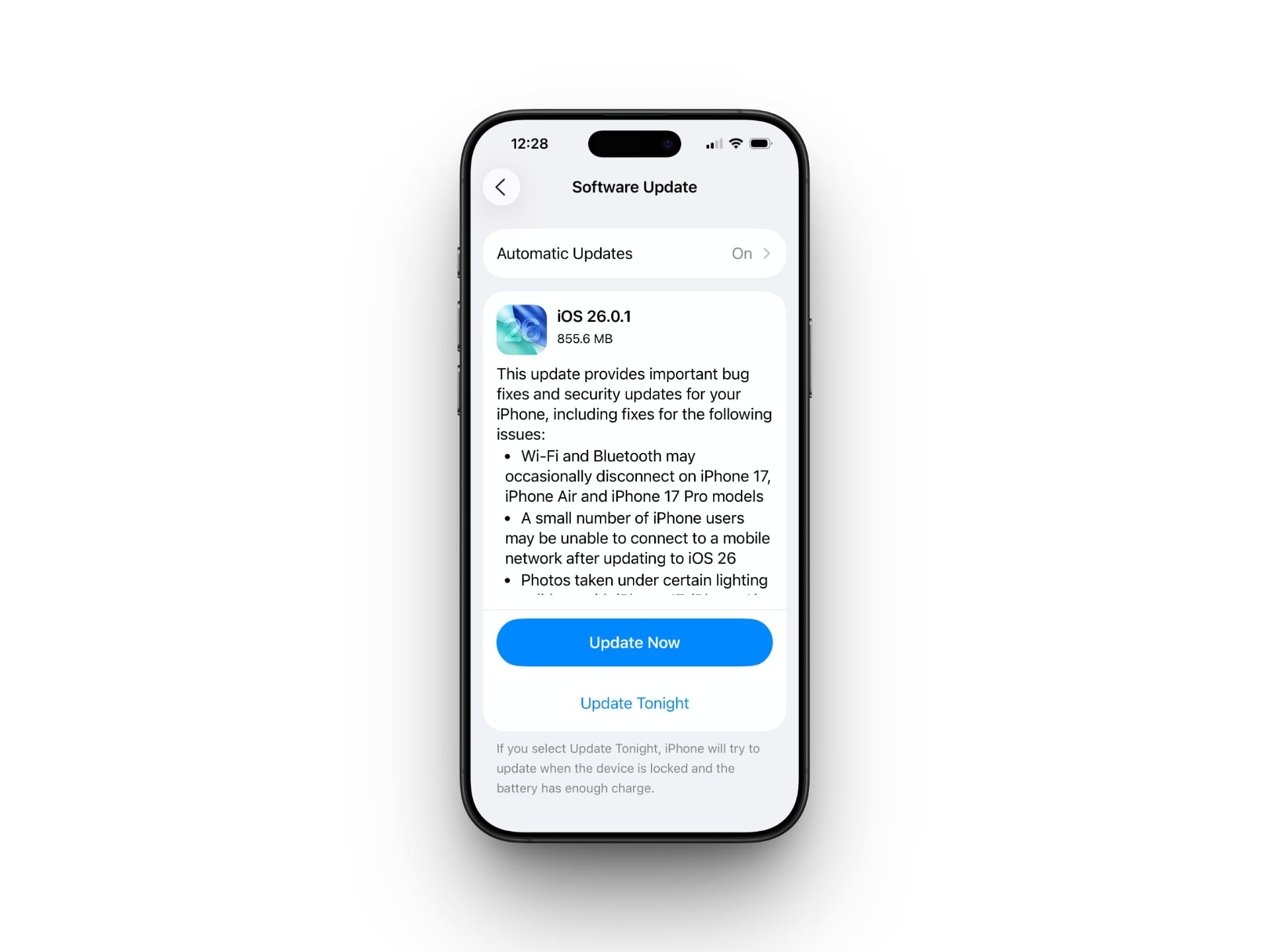 iOS software update on the iPhone