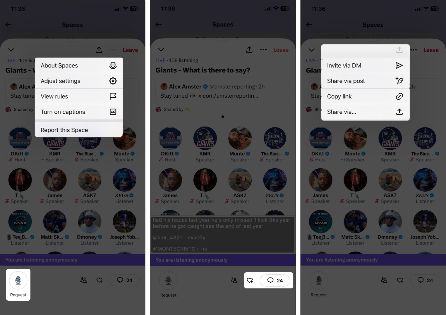 Join and engage Twitter space