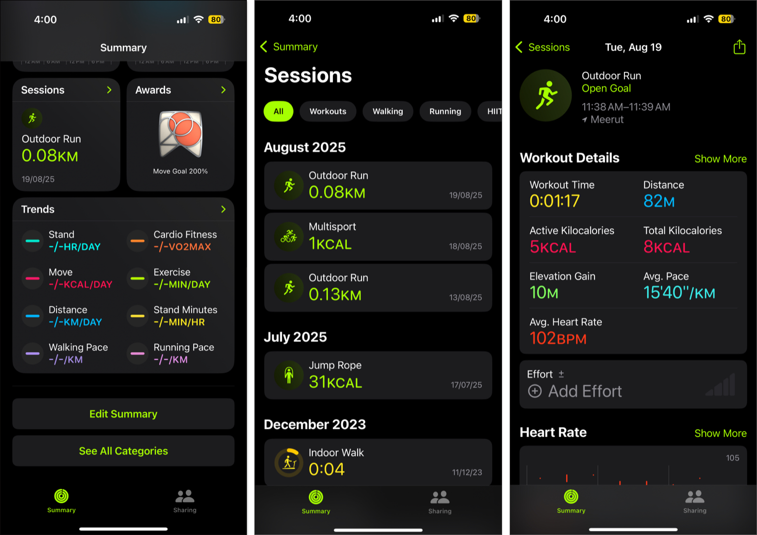 Open Fitness app then click on session to track your total calories burn in workout