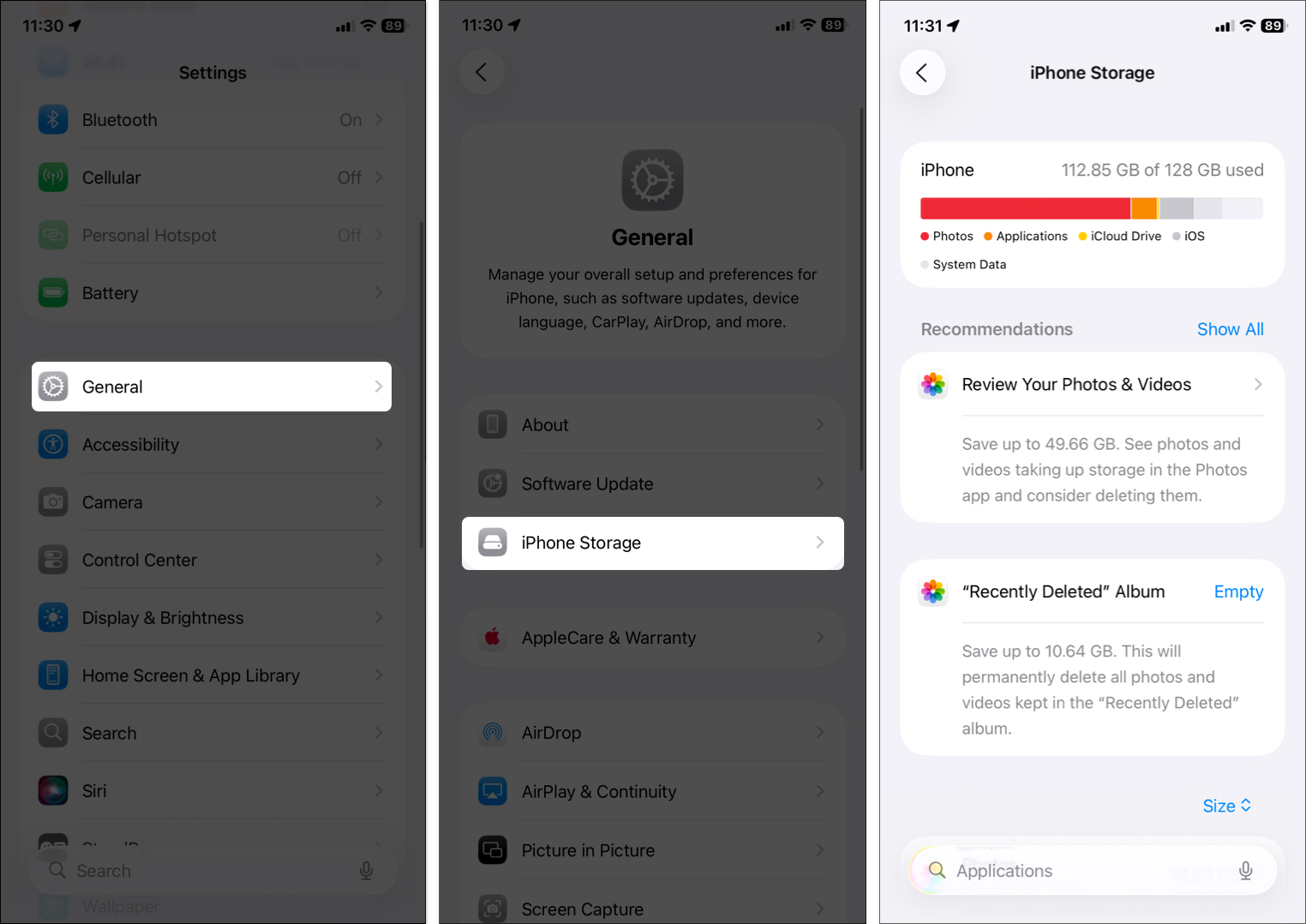Open settings click on general then select iPhone storage