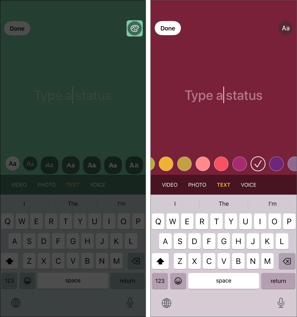 Choose color palette to alter the background color