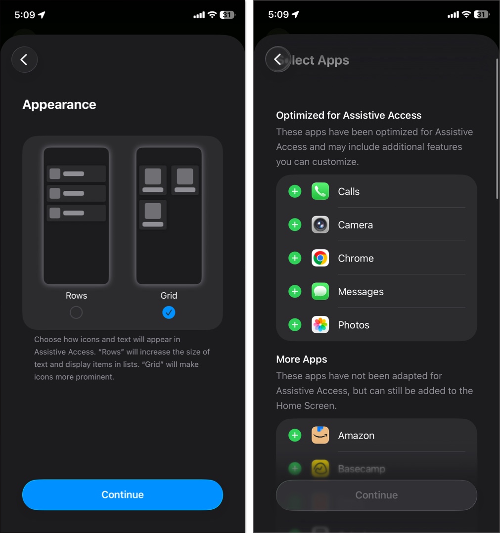 Choose which apps to include with layout