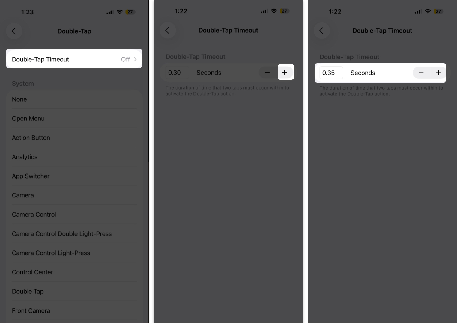 Edit Double-Tap Timeout in AssistiveTouch on the iPhone