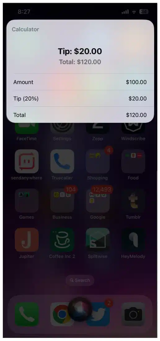 Use Siri to calculate tips on iPhone