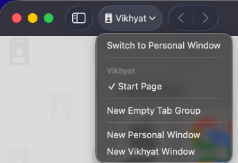 Go to the Start page, click the toolbar icon and select Switch to [Profile] Window.