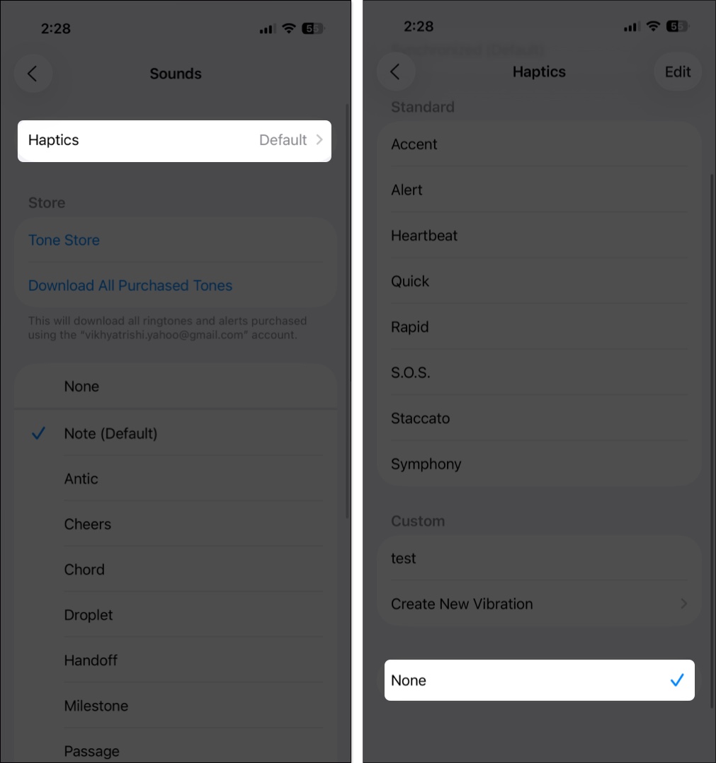 Tap on sound then choose haptic select none to turn off notifications