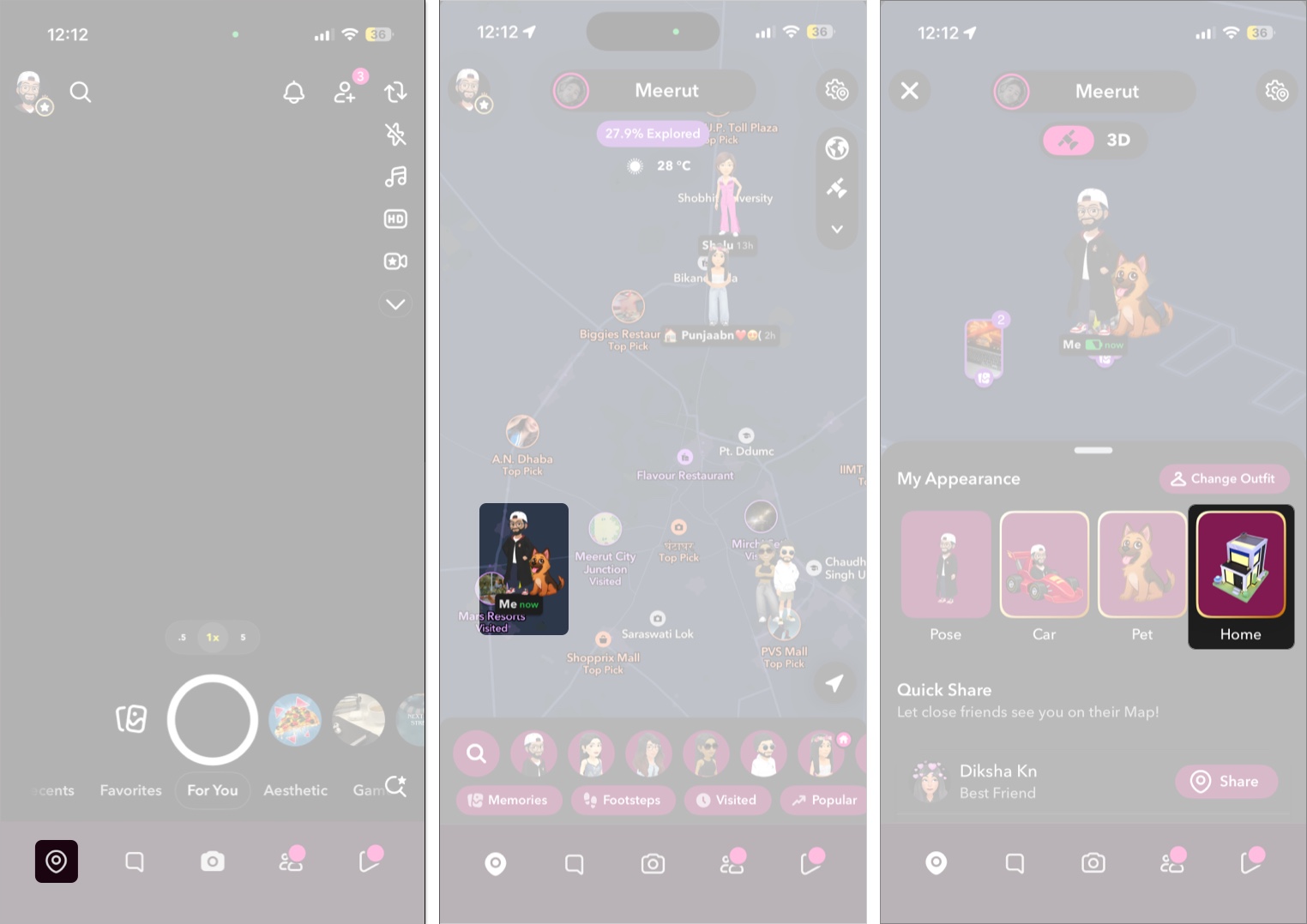Tap your bitmoji on the snap map