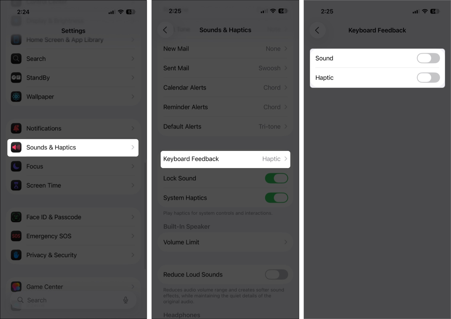 Toggle off haptic from keyboard feedback settings from iPhone settings
